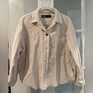 Zara Ivory Corduroy Shirt Jacket
